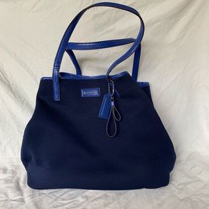 Coach Nylon/ Polyester Navy Blue Shoulder Bag Tote